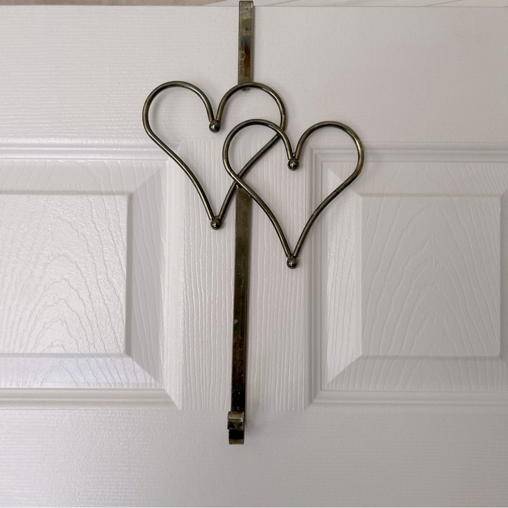 Brass Double Heart Wreath Holder For Door